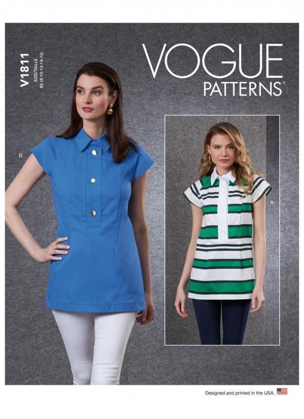 Vogue Sewing Pattern 1811, Tops for Women, B5 (8-10-12-14-16) - Easy
