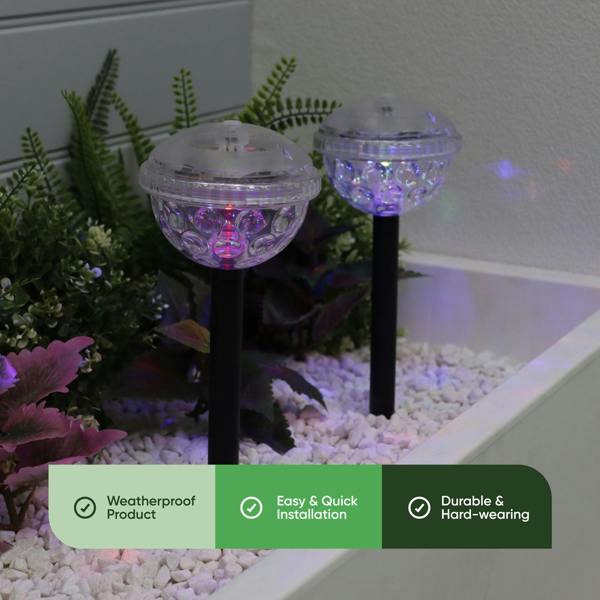 Gardenwize Pack of 2 Solar Disco Stake LED Lights – Colour Changing Garden Lights