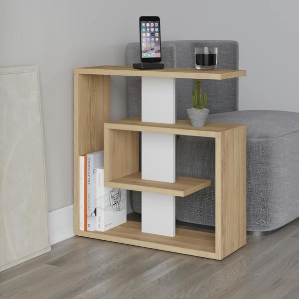 Decortie Saly Modern 3-Tier Compact Side Table with Storage Shelves 57cm