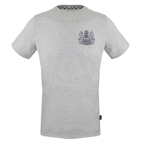 Aquascutum Stitched Aldis Logo Grey T-Shirt - Nova Clothing