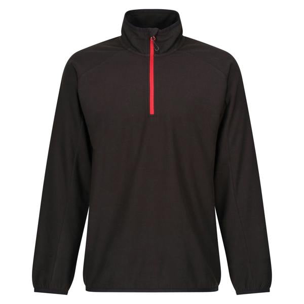 Regatta Professional Mens Half Zip Fleece Top - Black/Classic Red