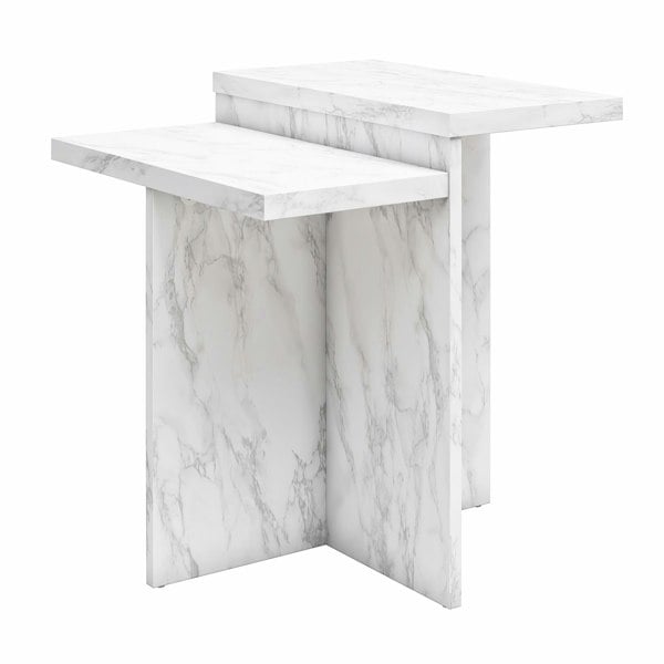 Dorel Home Brielle Accent Table White Faux Marble