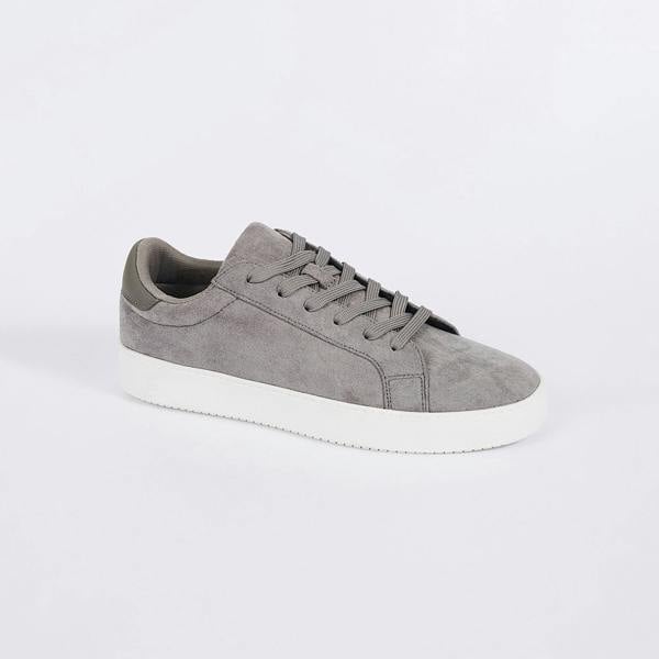 Brave Soul Grey Faux Suede Trainers with Contrast Sole - Grey Image 1