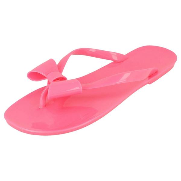 Spot On Ladies Spot On Flat Bow Trim Toepost Jelly Sandal
