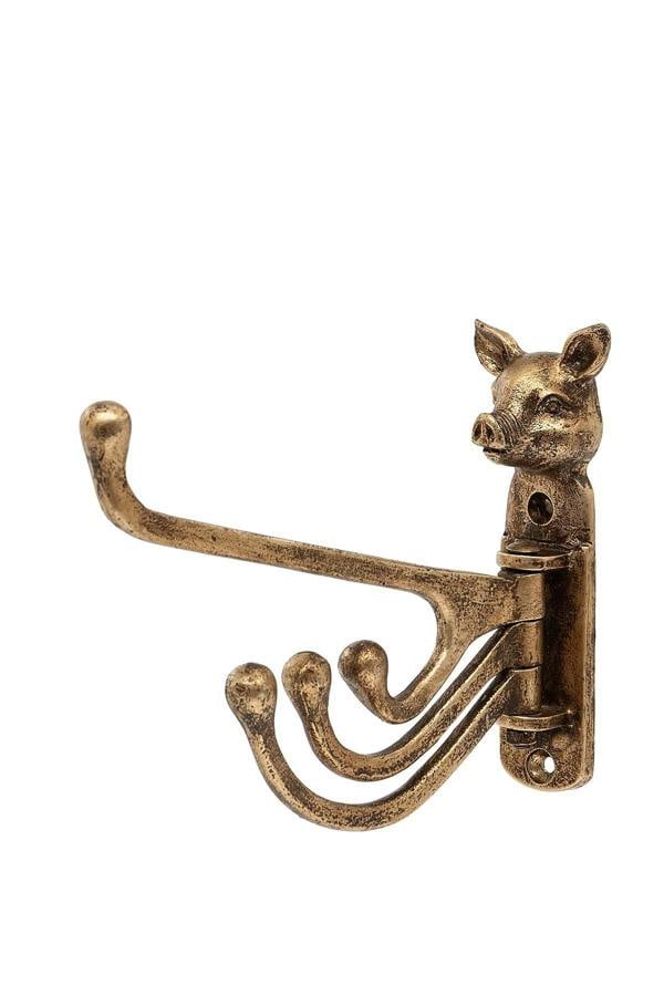 Museum Selection Brass Pig Swivel Hooks