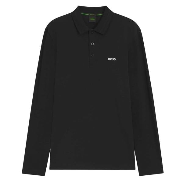 Boss Mens Plisy Long-Sleeved Polo Shirt - Black - 