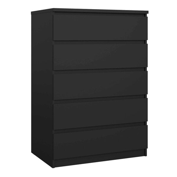 Wyld Haus Budapest Matt Black Wooden Chest 5 Drawers