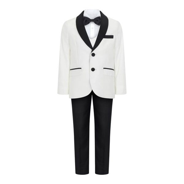 boys 5 piece white tuxedo suit
