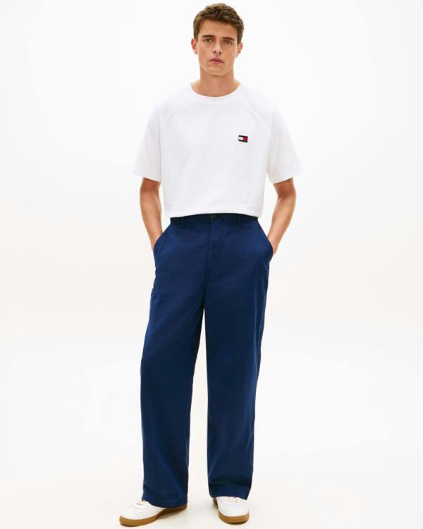 Tommy Hilfiger Tommy Flag Elevated Mens T-Shirt - White | CHO | Designer Mens Short Sleeve T-Shirts & Tops
