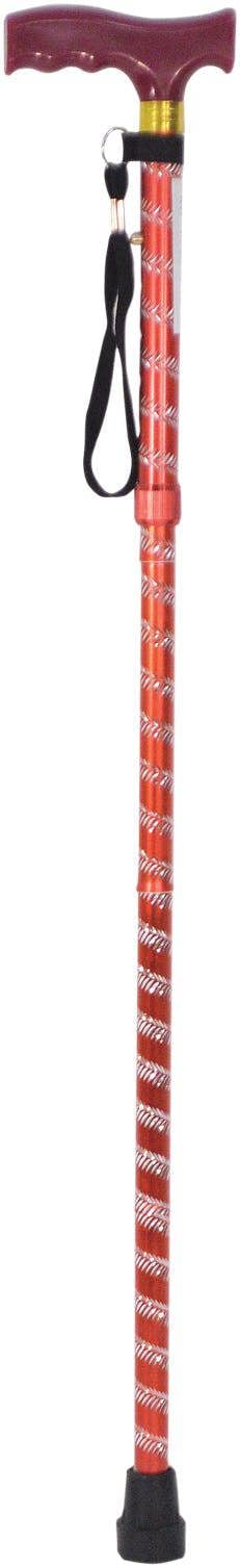 Aidapt Extendable Plastic Handled Walking Stick with Engraved Pattern Red
