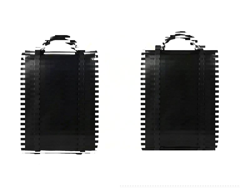 Leather Briefcase in Cuoio Black Mod 119