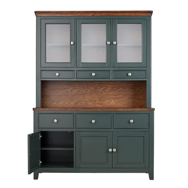 Statement Furniture Queensbury Large Triple Dresser, Three Door Display Cabinet with Oak Top