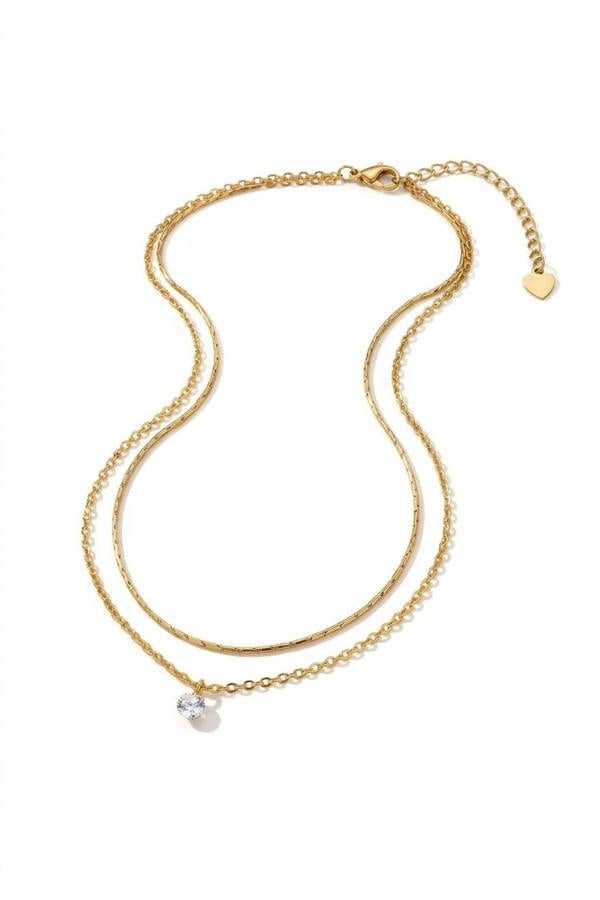 ARIIRA Hara Layered Gold Tone Solitaire Pendant