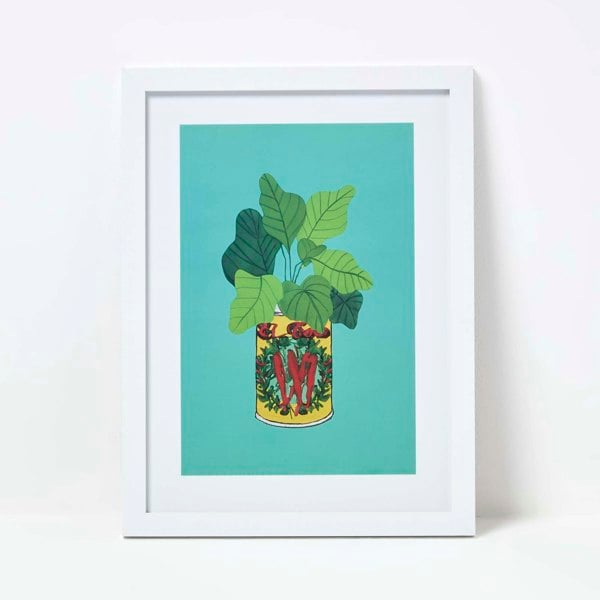 HOMESCAPES Set of 4 Colourful Tinned Plants Wall Art