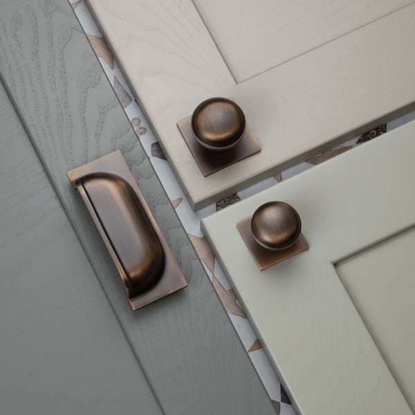 Handle & Home Antique Brass Round Knobs & Cup With Backplate