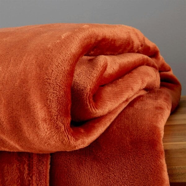 Raschel Velvet Touch Burnt Orange Throw 200x240cm