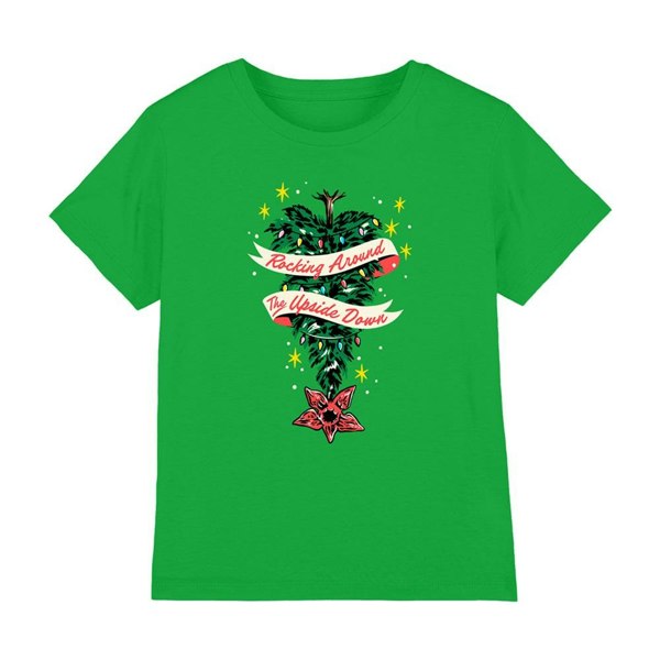 Stranger Things Kids The Upside Down Christmas Tree T-Shirt - Kelly Green