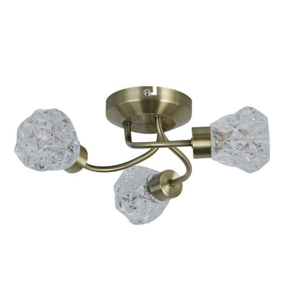 Pagazzi Lighting Dodo 3 Light Antique Brass Flush Ceiling Light