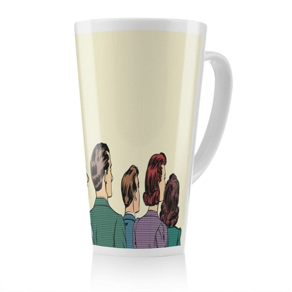 Benjamin Tate Design A crowd of spectators stand back retro style pop art Designer Latte Mug