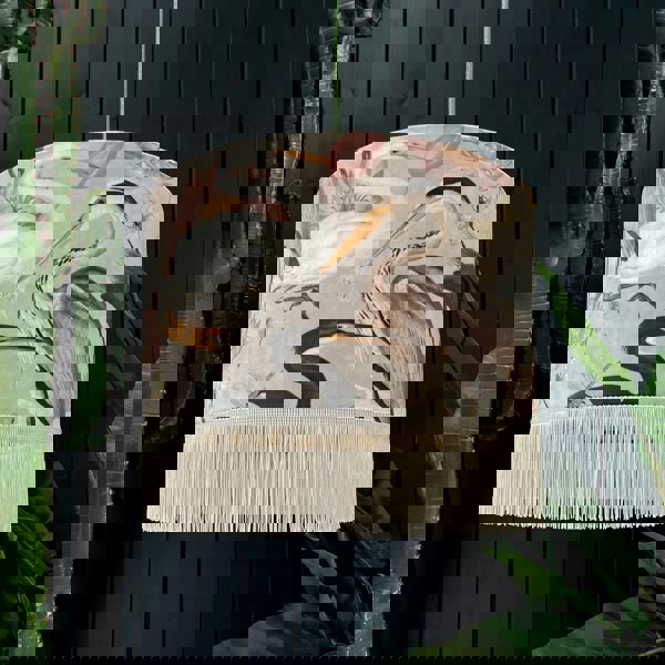 Love Frankie velvet lampshade bird song bone gold lining fringing