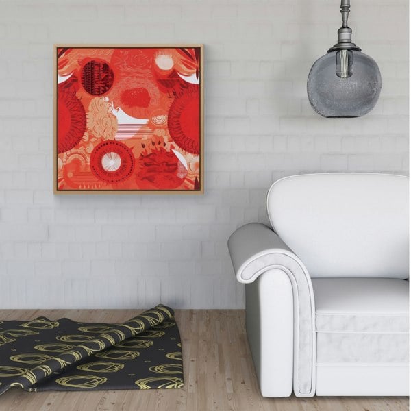 Warren Reed Abstract Red Sun pattern Framed Canvas