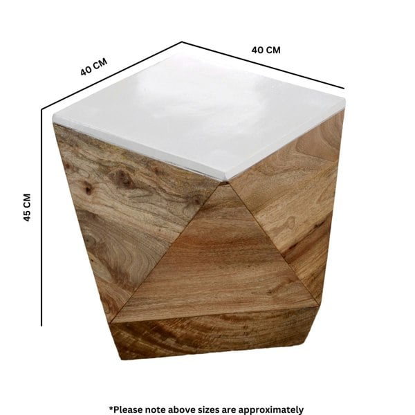 IH Design Milano Solid Mango Wood White Side Table