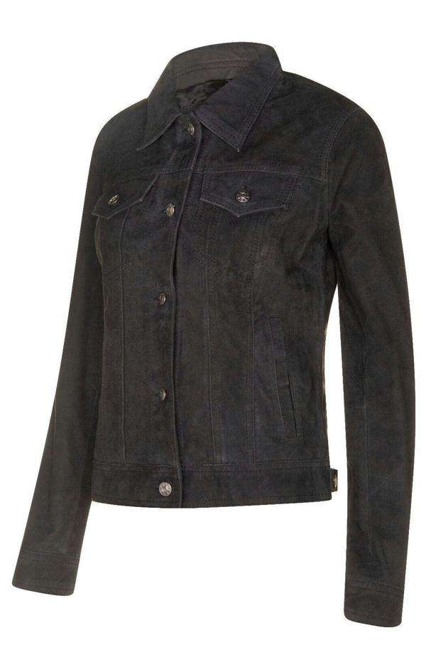 Infinity Leather Womens Goat Suede Trucker Jeans Jacket-Astoria