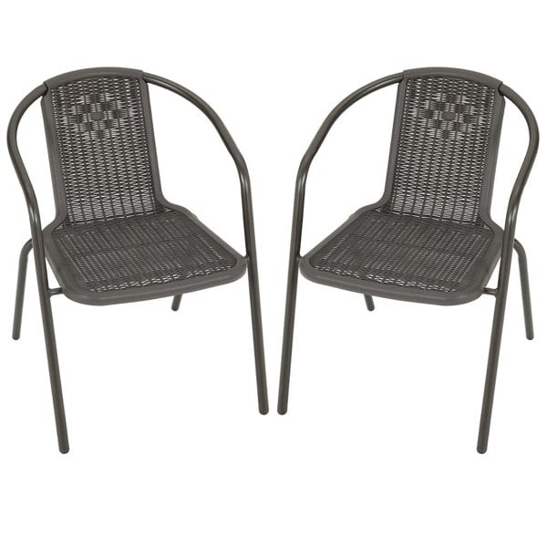 Garden Ripple Round Table With Umbrella Hole Or 2/4/6 Stacking Chairs Garden Dining Sets Living and Home Only 2Pcs Brown Chairs