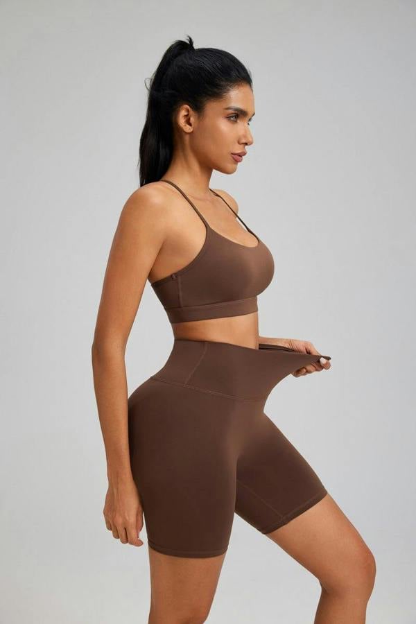 Anniou Buttery Soft Yoga Shorts - Brown