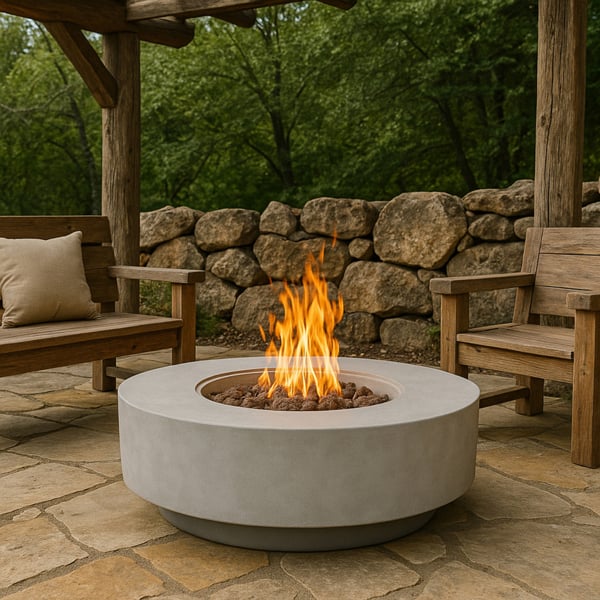 Homeology FUSION Light Grey Lavish Garden & Patio Gas Fire Pit with Eco-Stone Finish - Fully Assembled