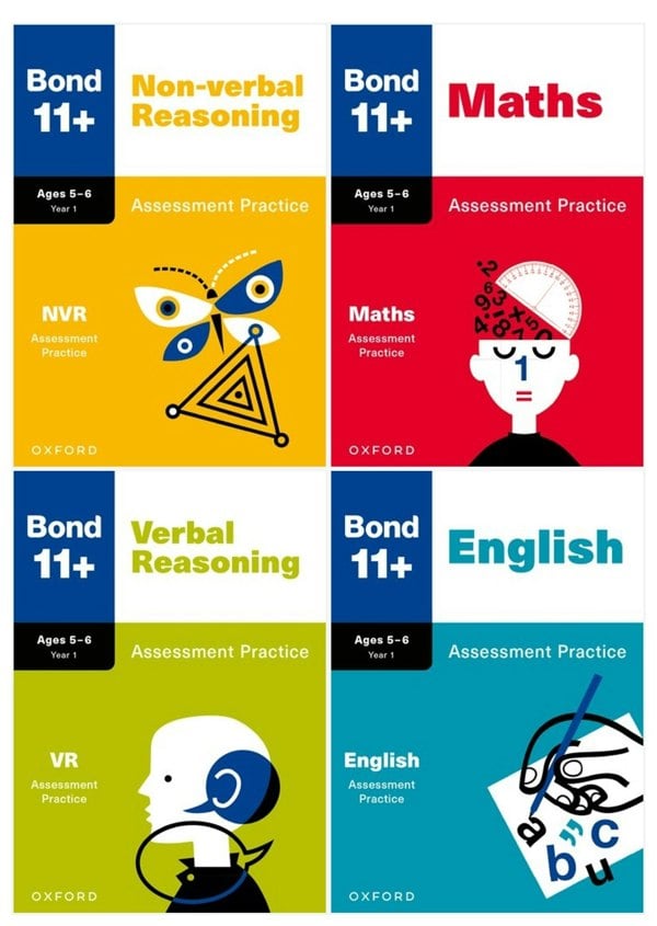 Bond 11+ Maths English Verbal Non-Verbal Reasoning Assessment Practice 5-6 Years - 4 Books Set (Bond Assessment Papers)