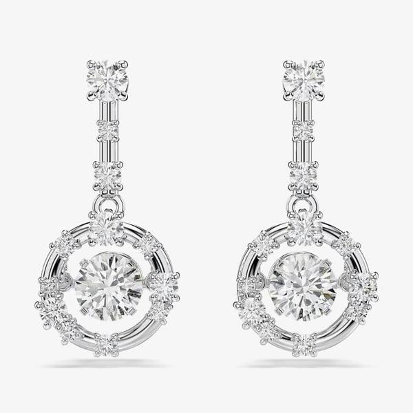 Swarovski Constella Rhodium Plated Dancing Stone Earrings 5738194