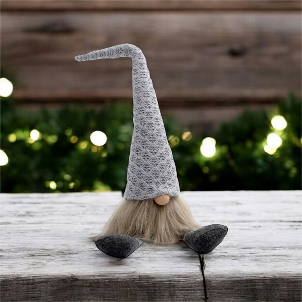 St Helens FABRIC SANTA-GONK DECORATION - Grey Hat