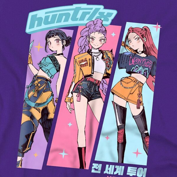 K-Pop Demon Hunters Childrens/Kids Huntr/X Anime T-Shirt - Purple