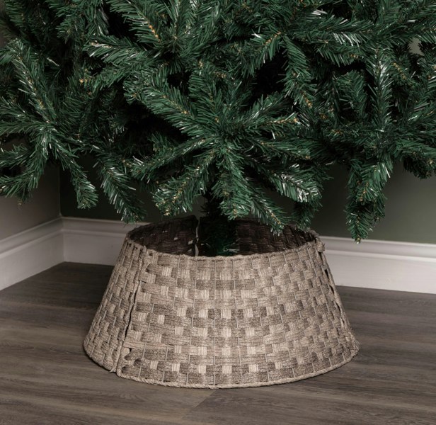 Samuel Alexander 40/58cm Samuel Alexander Medium KD Plastic Wicker Rattan Woven Christmas Tree Skirt in Grey