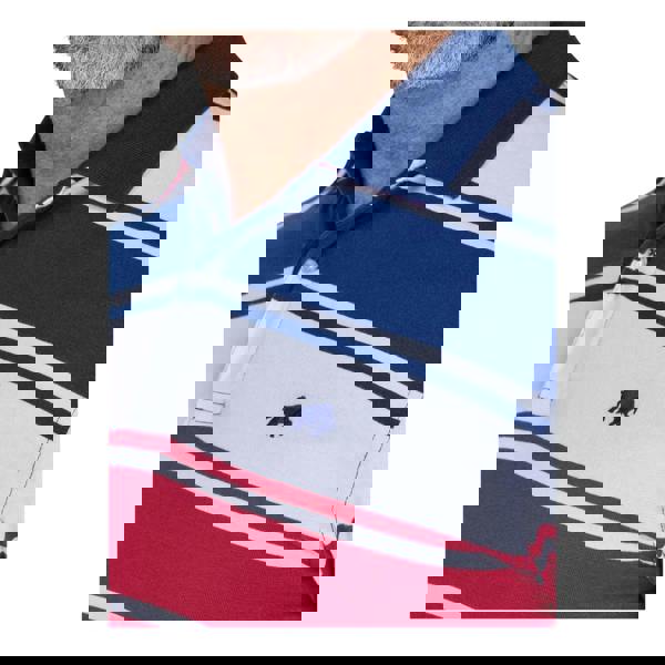 Raging Bull Mens Wide Stripe Jersey Polo Shirt - Navy/White/Red - 