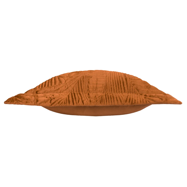 Paoletti Palmeria Velvet Quilted Cushion Cover - Rust