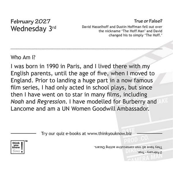 Think You Know Films? Desk Calendar 2027, Desk Calendars, Day To View, Entertainment, Gift