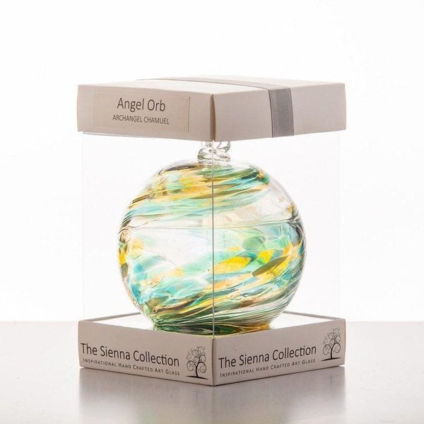 10cm Angel Orb - Archangel Chamuel - Green Fluorite