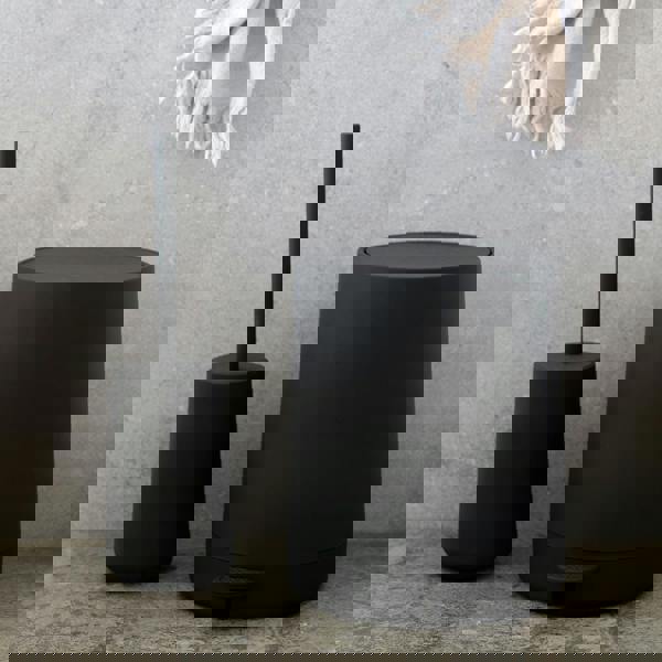 BESLAGSBODEN Black Plastic Freestanding Toilet Brush and Holder