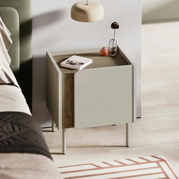 Decortie Bedside Table Soft-Close Door Storage Cabinet Modern Nightstand with Metal Legs Bedroom Space Saver