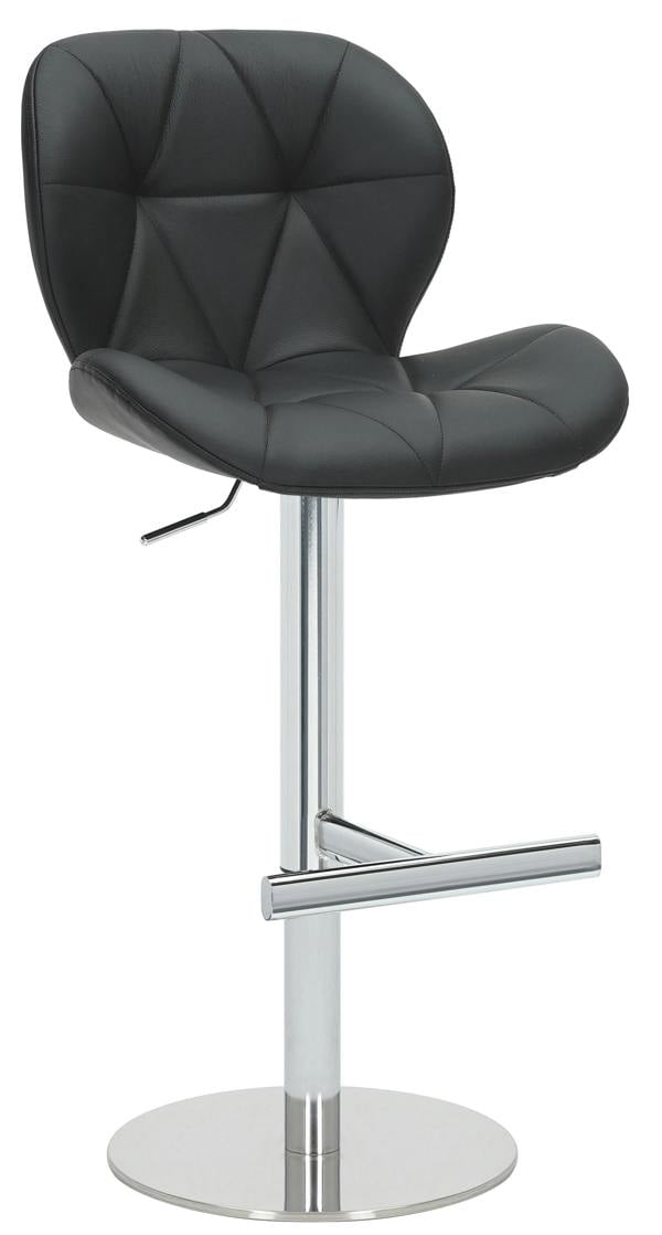 Lamboro Monza Signature Real Leather Bar Stool, Height Adjustable Swivel Kitchen Breakfast Bar Chair with Padded Backrest, Chrome Base & Footrest