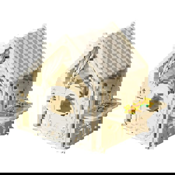 Kids Plastic Playhouse with Built-in Storage Rack and Building Block Table Living and Home