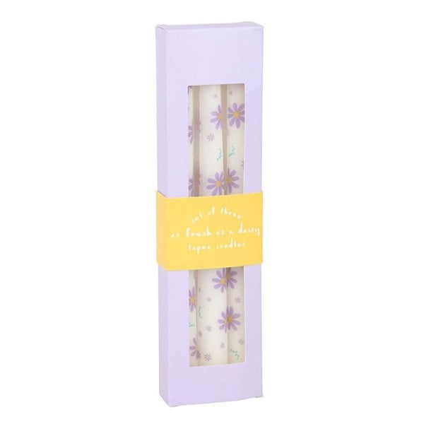 Serano Set of 3 Purple Daisy Taper Candles