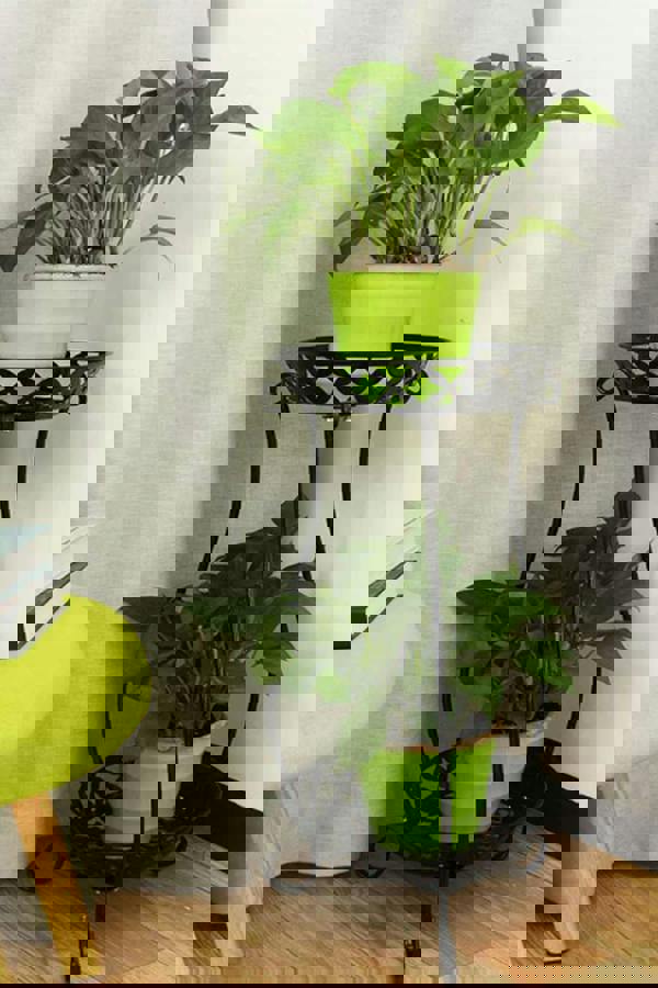 Living and Home 2 Tier Tall Vintage Metal Plant Stand Flower Holder Plant Pot Rack