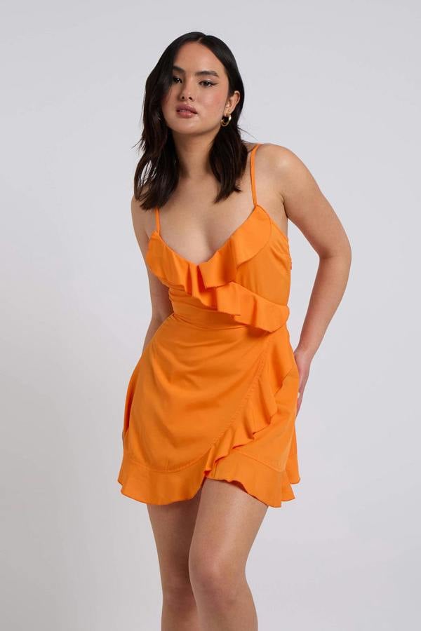 Urban Bliss Orange Cami Woven frill Tea Dress
