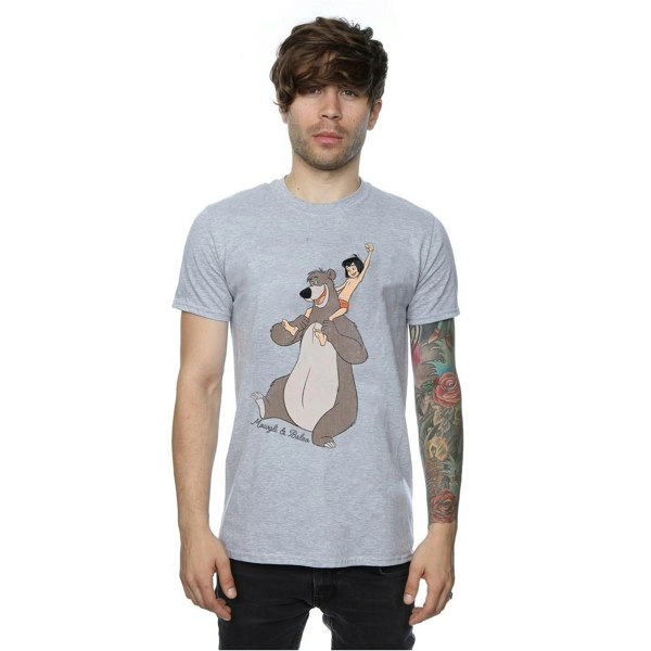 Disney Mens The Jungle Book Classic Mowgli And Baloo T-Shirt - Heather Grey