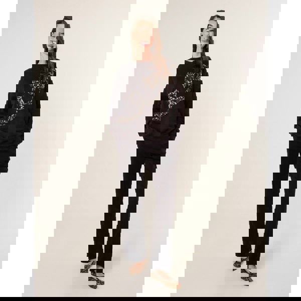 Blue Vanilla Leopard And Sequin Bow Sweatshirt