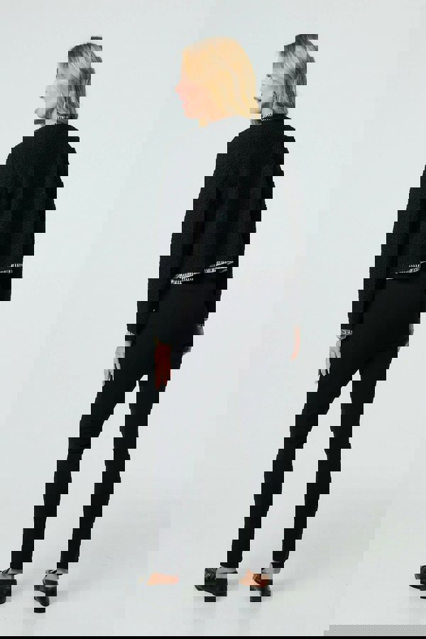 Black | Contrast Stitch Trim Cropped Jacket
