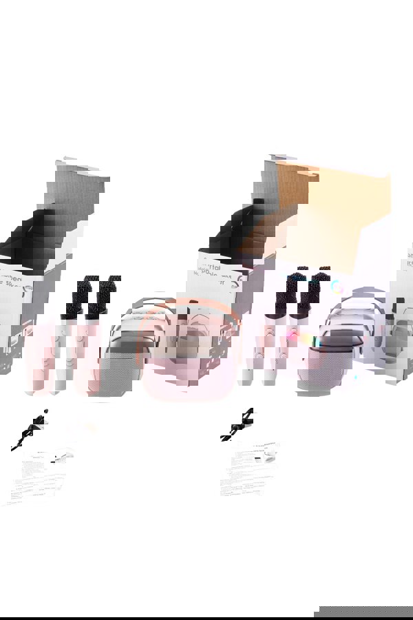 Living and Home Portable Karaoke Machine with Wireless Microphones and RGB Lights